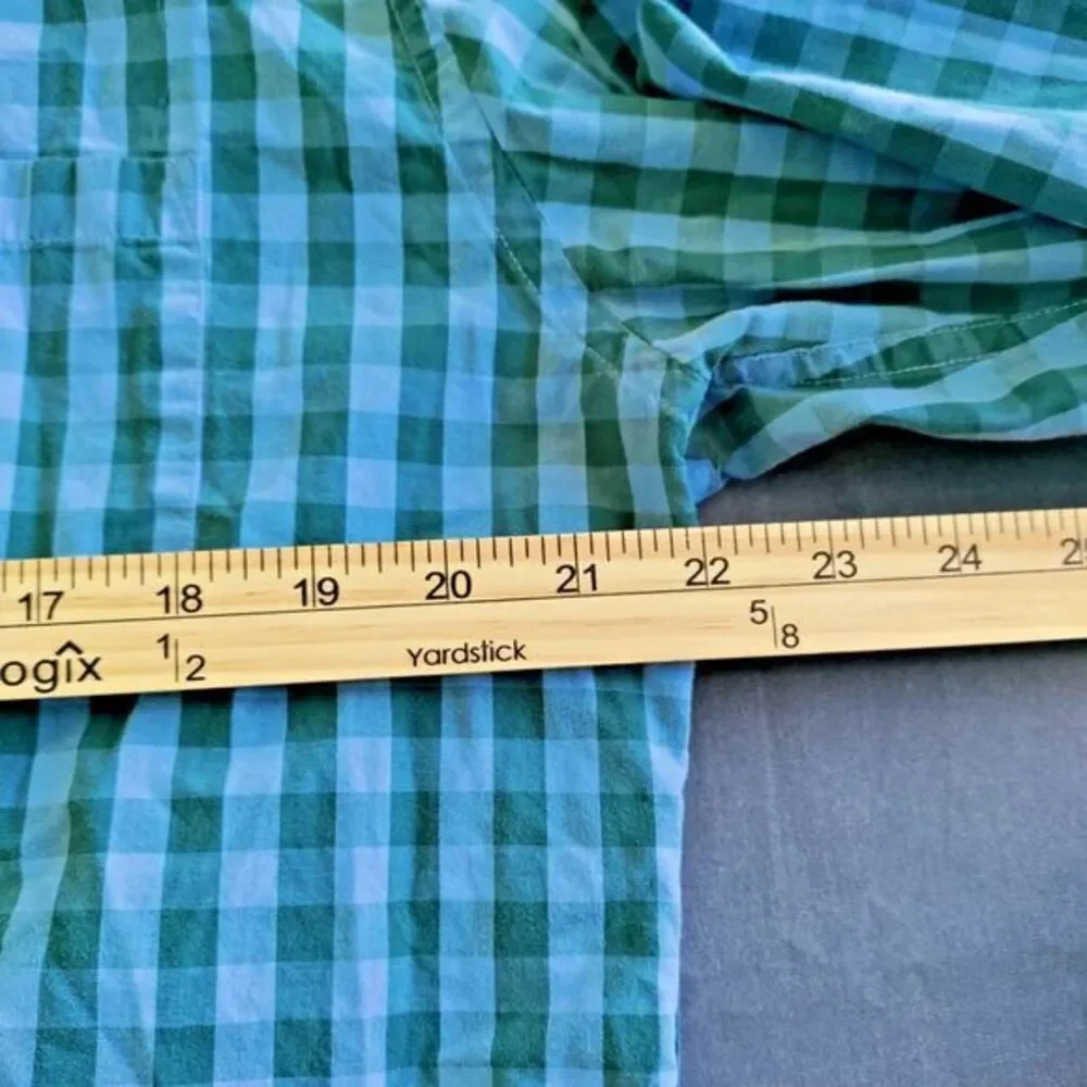 J Crew Men XL Button Down Long Sleeve Blue/Green Plaid Casual Work‎ Dress Shirt